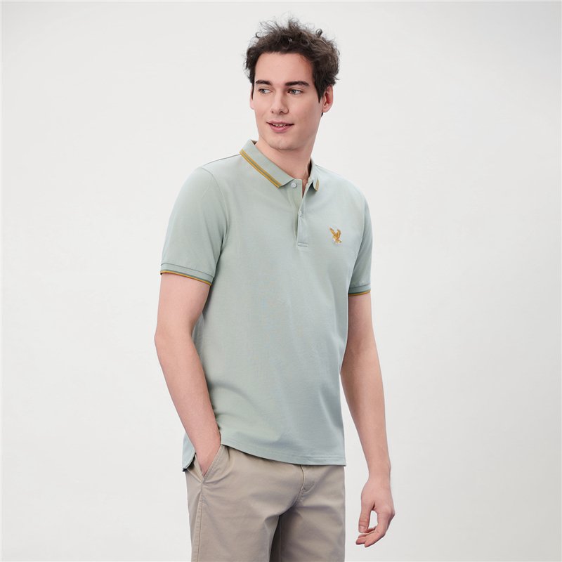 Men's Knit Collar Short Sleeve Slim Fit Embroidered Polo - Image 3