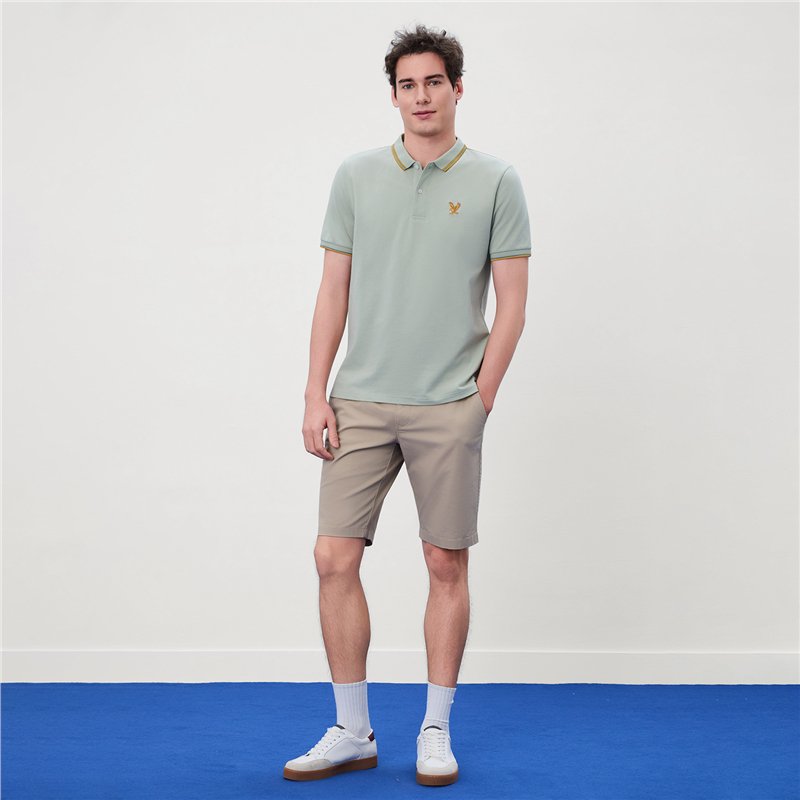 Men's Knit Collar Short Sleeve Slim Fit Embroidered Polo - Image 4