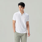 Men's Knit Collar Short Sleeve Slim Fit Zipper Polo - Image 2
