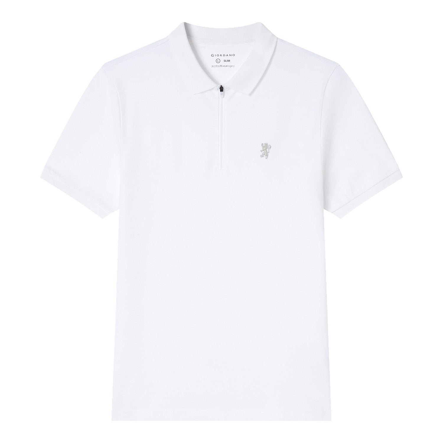 Men's Knit Collar Short Sleeve Slim Fit Zipper Polo - Image 3