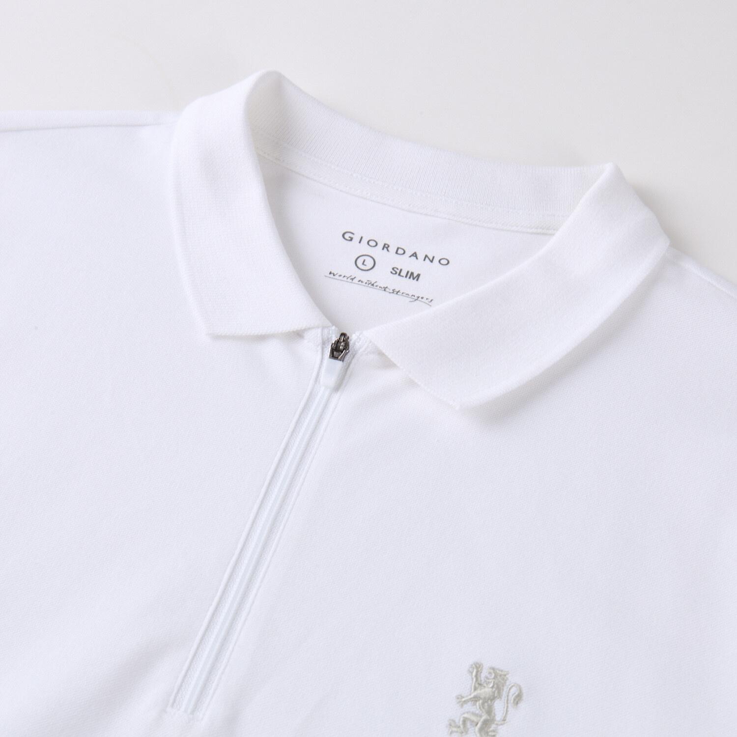 Men's Knit Collar Short Sleeve Slim Fit Zipper Polo - Image 5