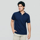Men's Knit Collar Short Sleeve Slim Fit Zipper Polo - Image 1