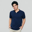 Men's Knit Collar Short Sleeve Slim Fit Zipper Polo - Image 4