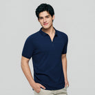 Men's Knit Collar Short Sleeve Slim Fit Zipper Polo - Image 5