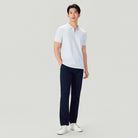 Men's Knit Collar Short Sleeve Slim Fit Zipper Polo - Image 1