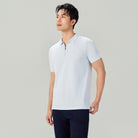 Men's Knit Collar Short Sleeve Slim Fit Zipper Polo - Image 2