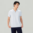 Men's Knit Collar Short Sleeve Slim Fit Zipper Polo - Image 4
