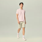 Men's Knit Collar Short Sleeve Slim Fit Zipper Polo - Image 1