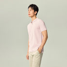 Men's Knit Collar Short Sleeve Slim Fit Zipper Polo - Image 5