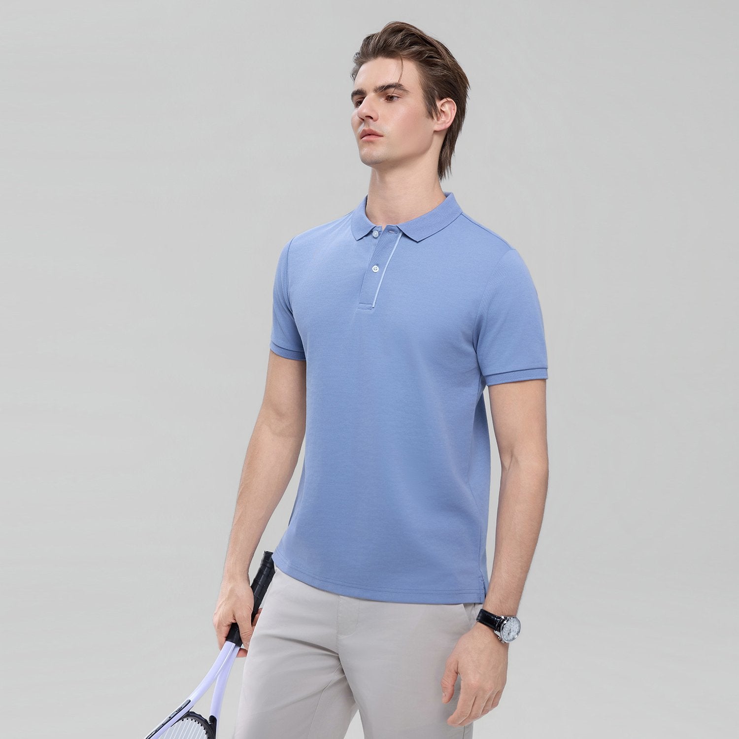 Men's Slim Fit Cool Touch Solid Polo Shirt - Image 2