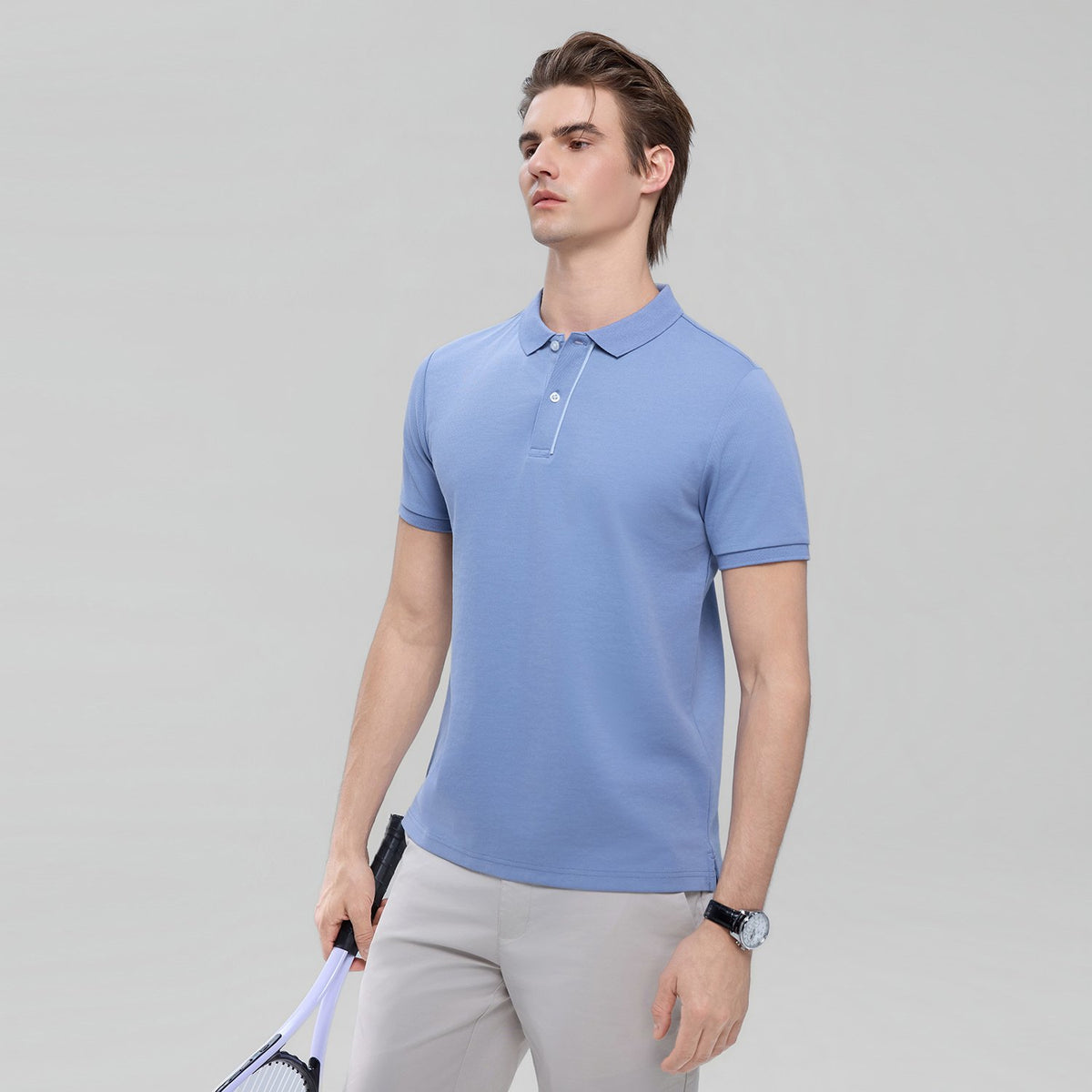 Men's Slim Fit Cool Touch Solid Polo Shirt - Image 2