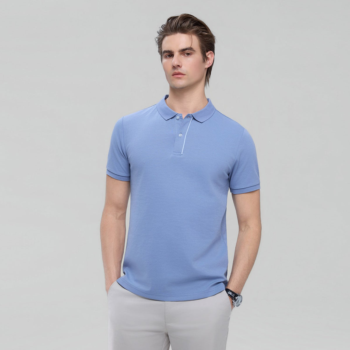 Men's Slim Fit Cool Touch Solid Polo Shirt - Image 4