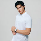 Men's Interlock Knit Collar Regular Half Zip Solid Polo - Image 6