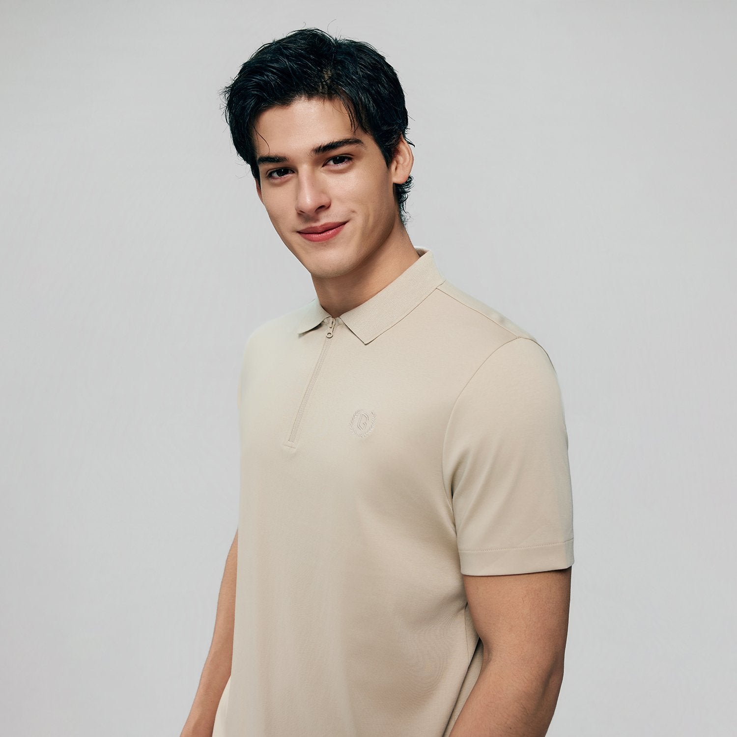 Men's Interlock Knit Collar Regular Half Zip Solid Polo - Image 4