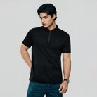 Men's Interlock Knit Collar Regular Half Zip Solid Polo - Image 1