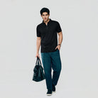 Men's Interlock Knit Collar Regular Half Zip Solid Polo - Image 2