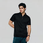 Men's Interlock Knit Collar Regular Half Zip Solid Polo - Image 4