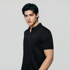 Men's Interlock Knit Collar Regular Half Zip Solid Polo - Image 5