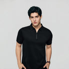 Men's Interlock Knit Collar Regular Half Zip Solid Polo - Image 6