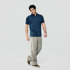 Men's Interlock Knit Collar Regular Half Zip Solid Polo - Image 2