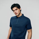 Men's Interlock Knit Collar Regular Half Zip Solid Polo - Image 7