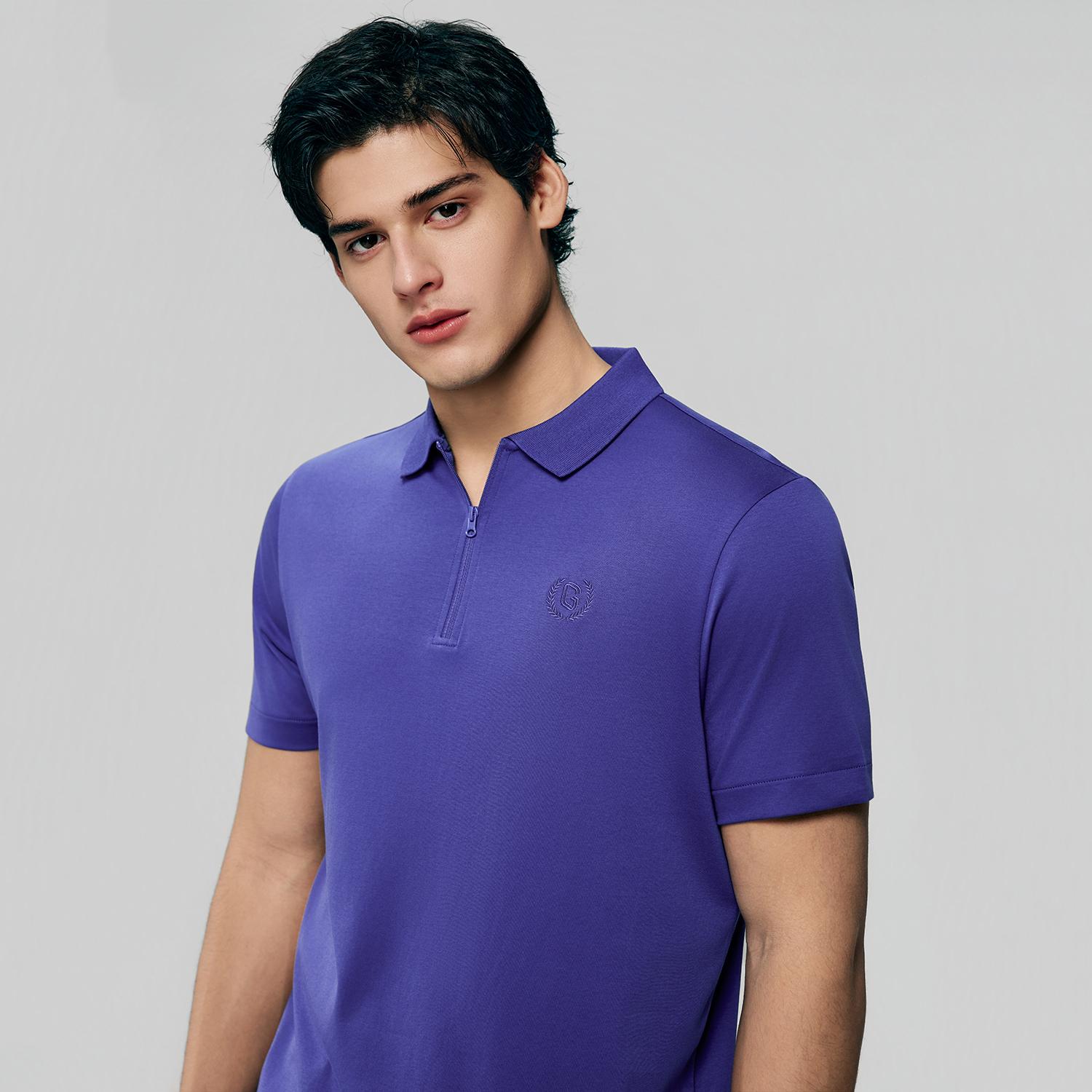 Men's Interlock Knit Collar Regular Half Zip Solid Polo - Image 3