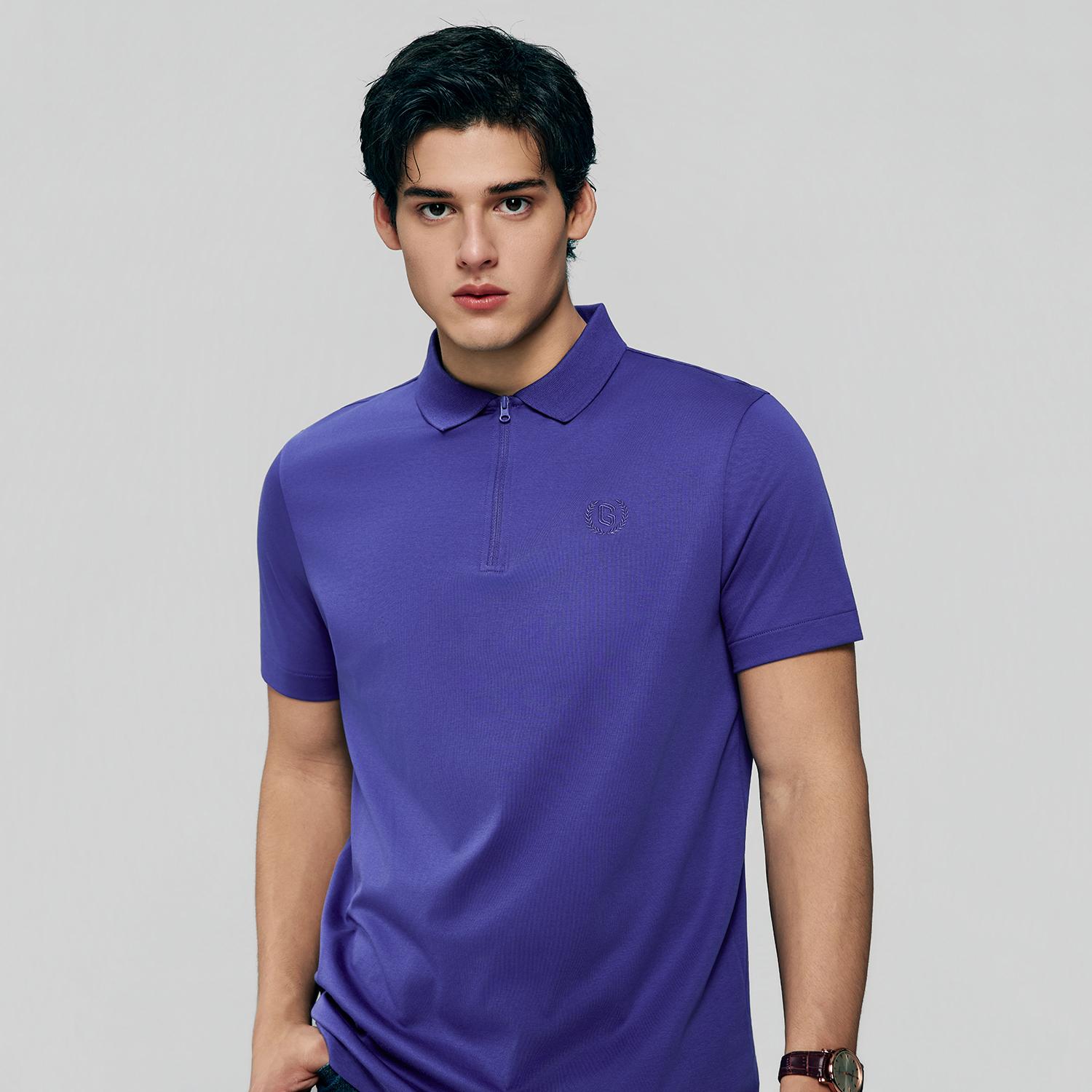 Men's Interlock Knit Collar Regular Half Zip Solid Polo - Image 6