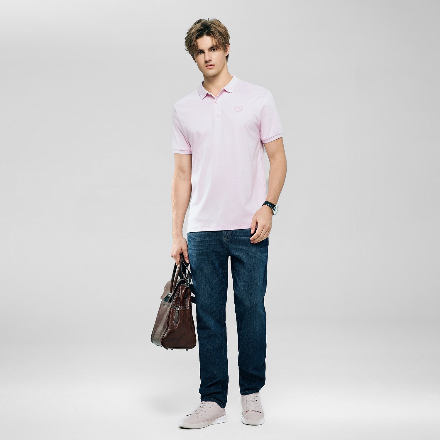 Men's Slim Fit Liquid Touch Cotton Interlock Polo - Image 1