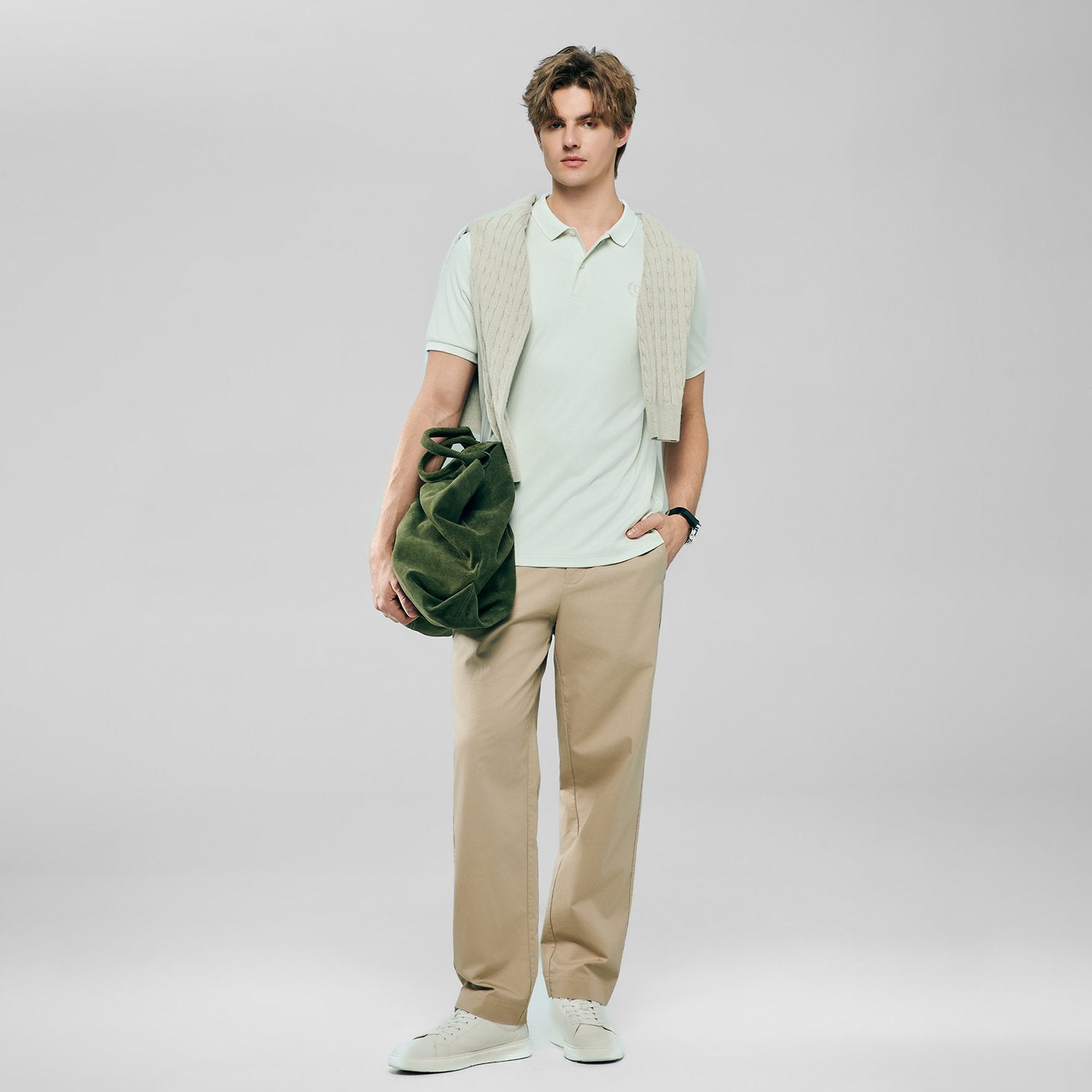 Men's Slim Fit Liquid Touch Cotton Interlock Polo - Image 1
