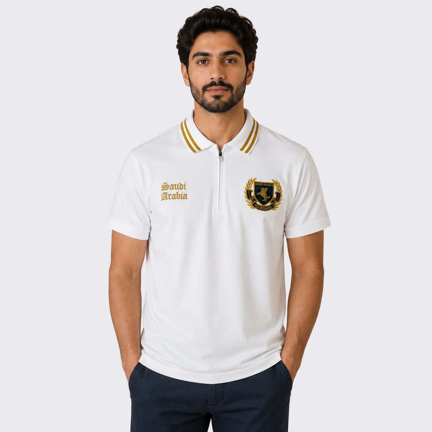 Men's Slim Fit Saudi National Day Polo - Image 1