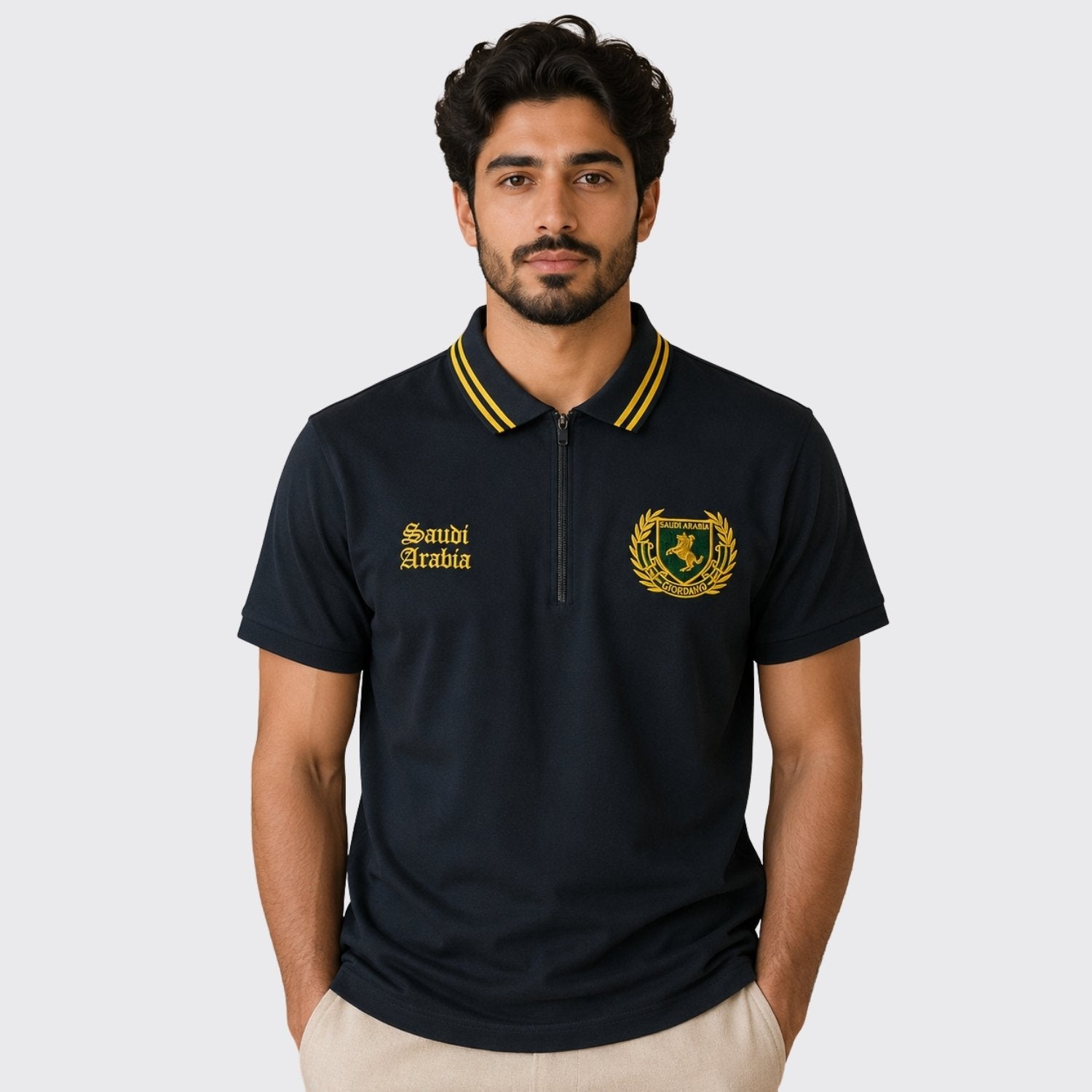 Men's Slim Fit Saudi National Day Polo - Image 1
