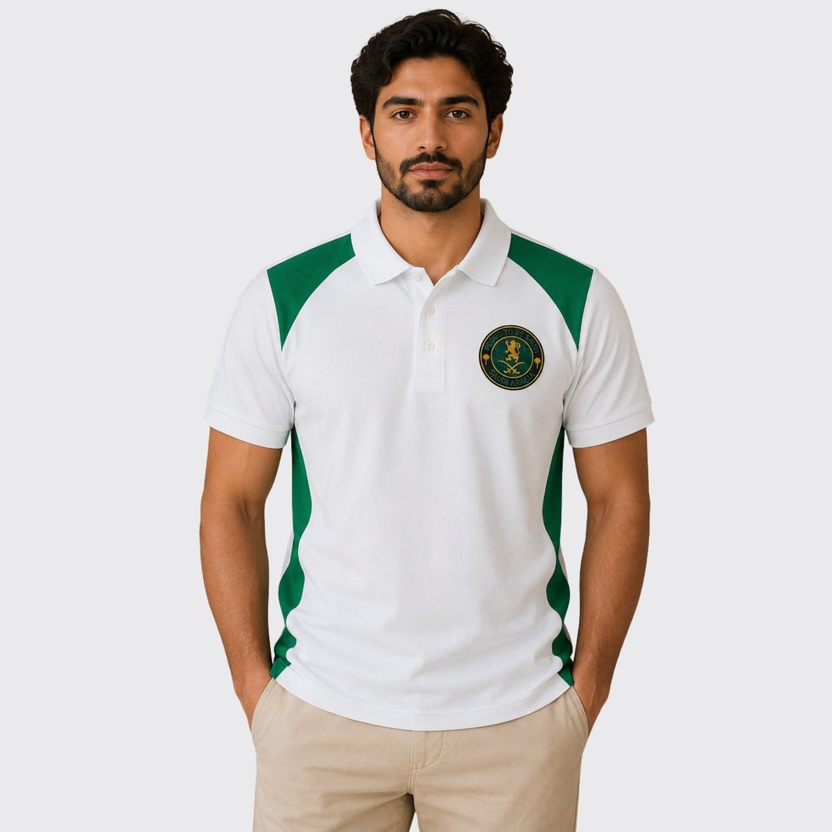 Men's Slim Fit Saudi National Day Polo - Image 1