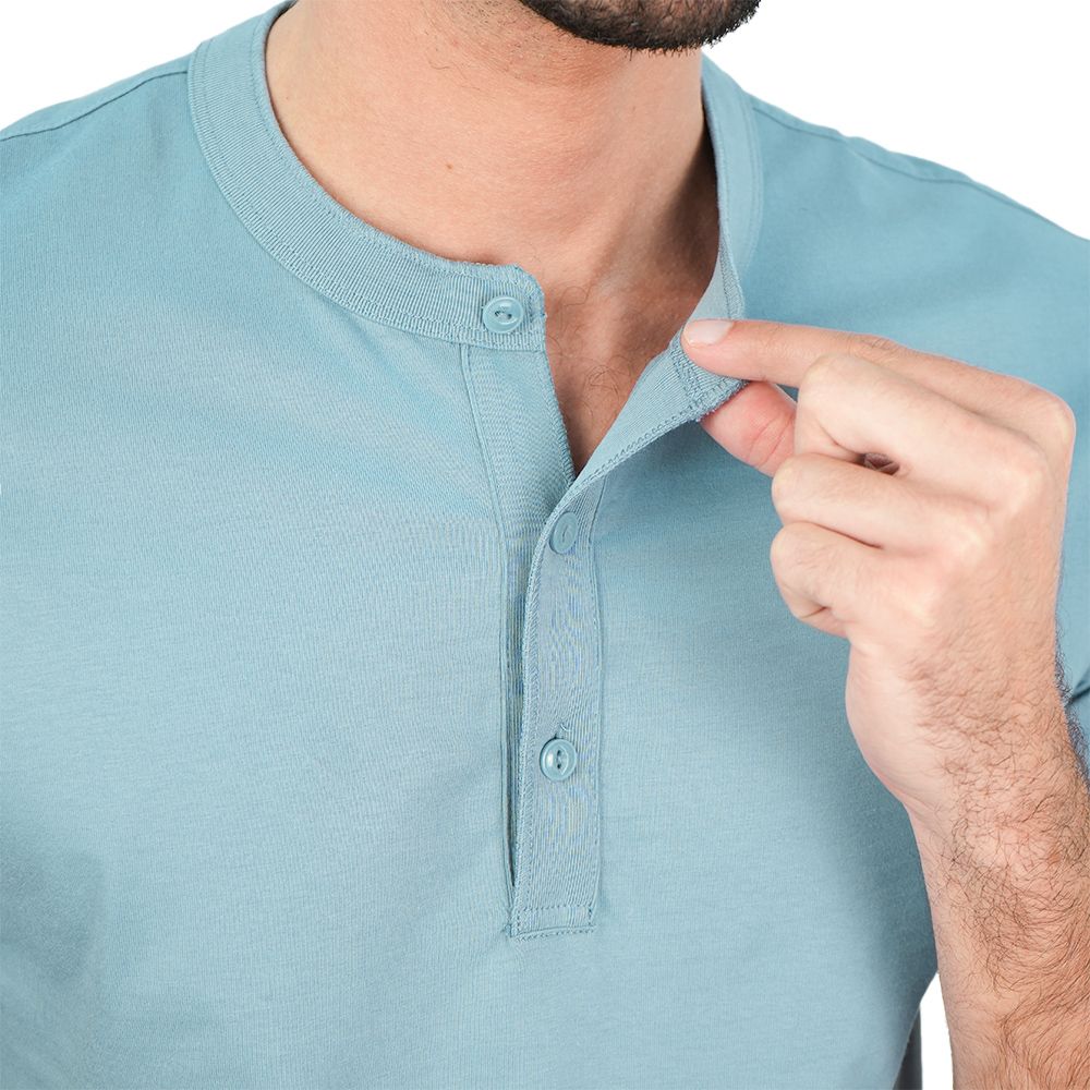 Men's Slim Henley Short-Sleeve Button Front Tee - Image 3