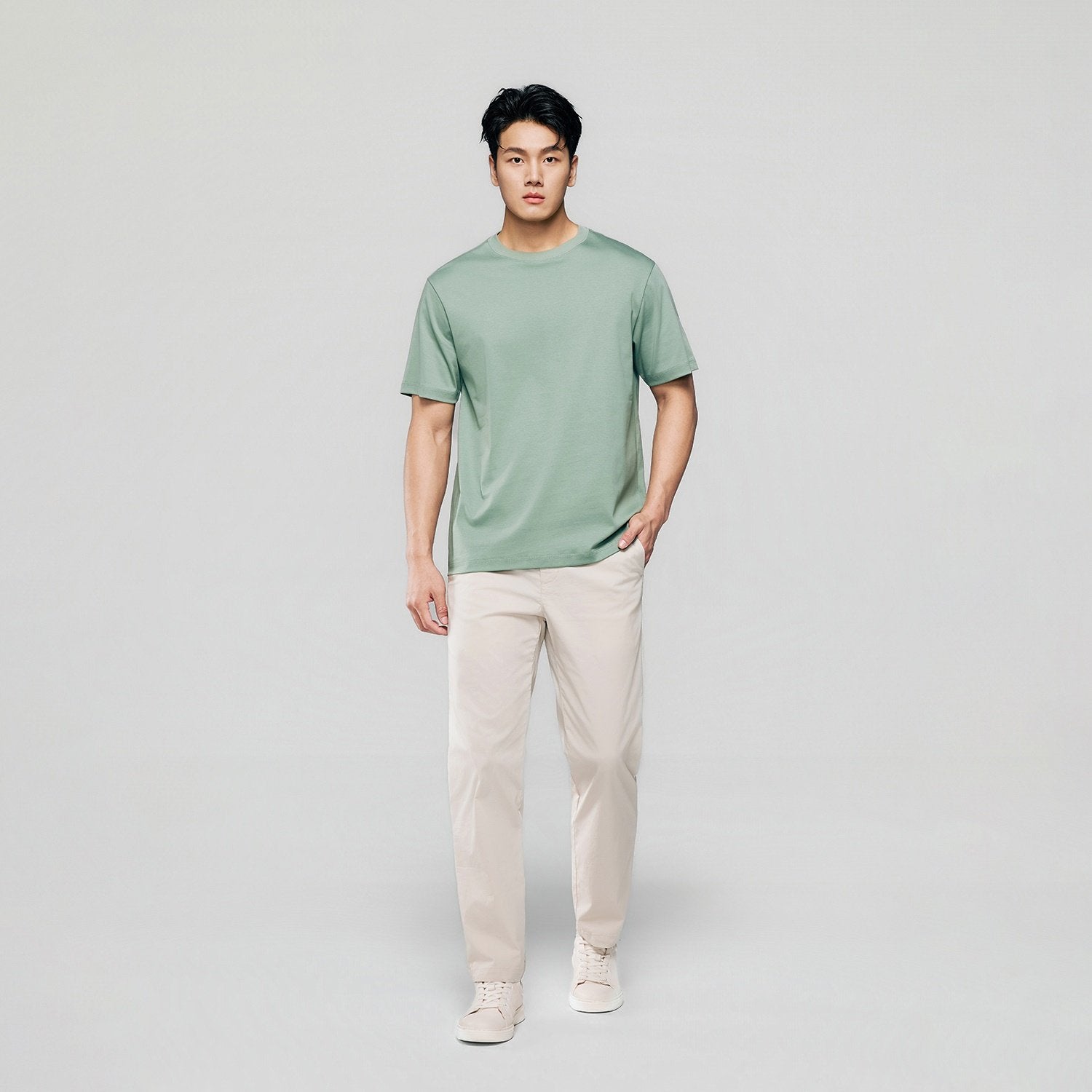 Men Regular Luxe Touch Cotton Crew Tee - Image 1