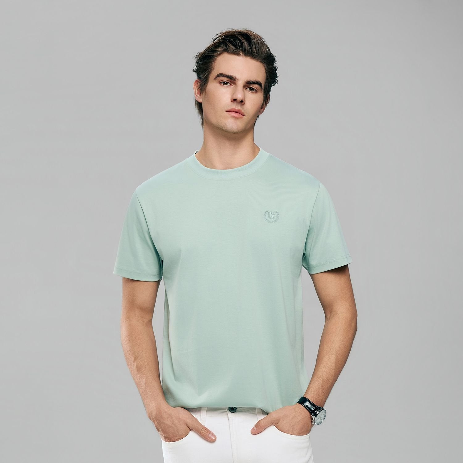 Men's Slim Fit Liquid Touch Cotton Crew Neck Tee - Image 1