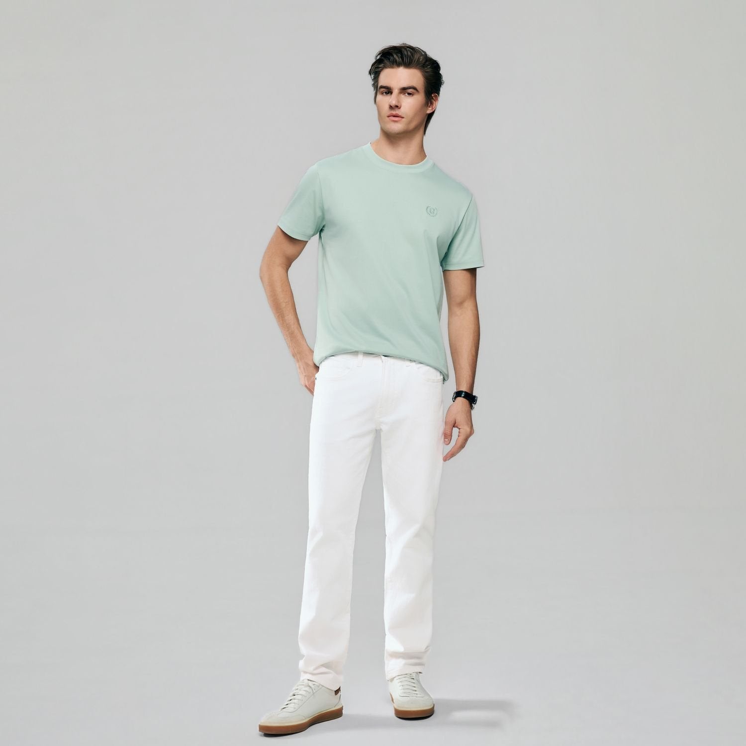 Men's Slim Fit Liquid Touch Cotton Crew Neck Tee - Image 2