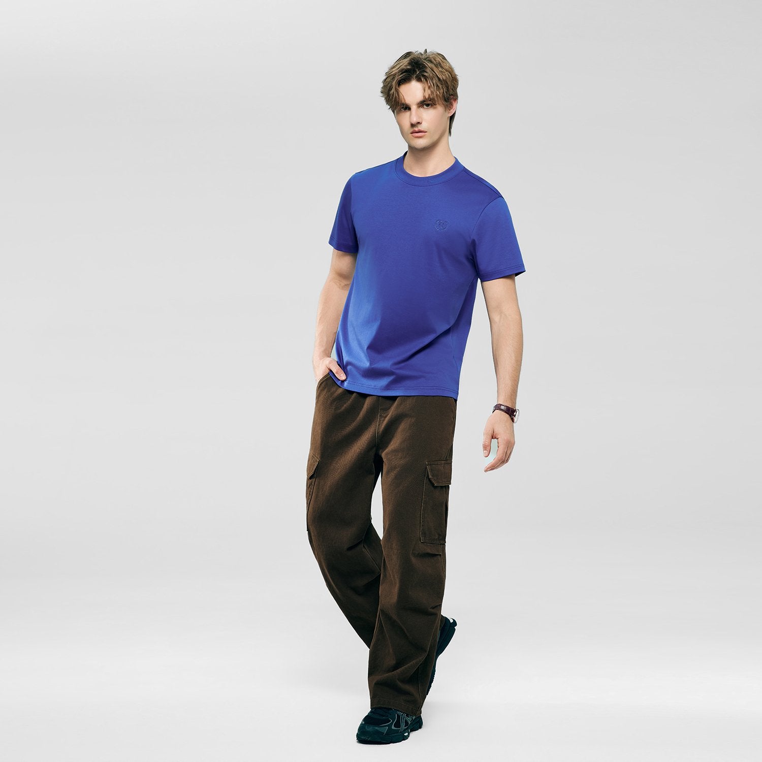 Men's Slim Fit Liquid Touch Cotton Crew Neck Tee - Image 1