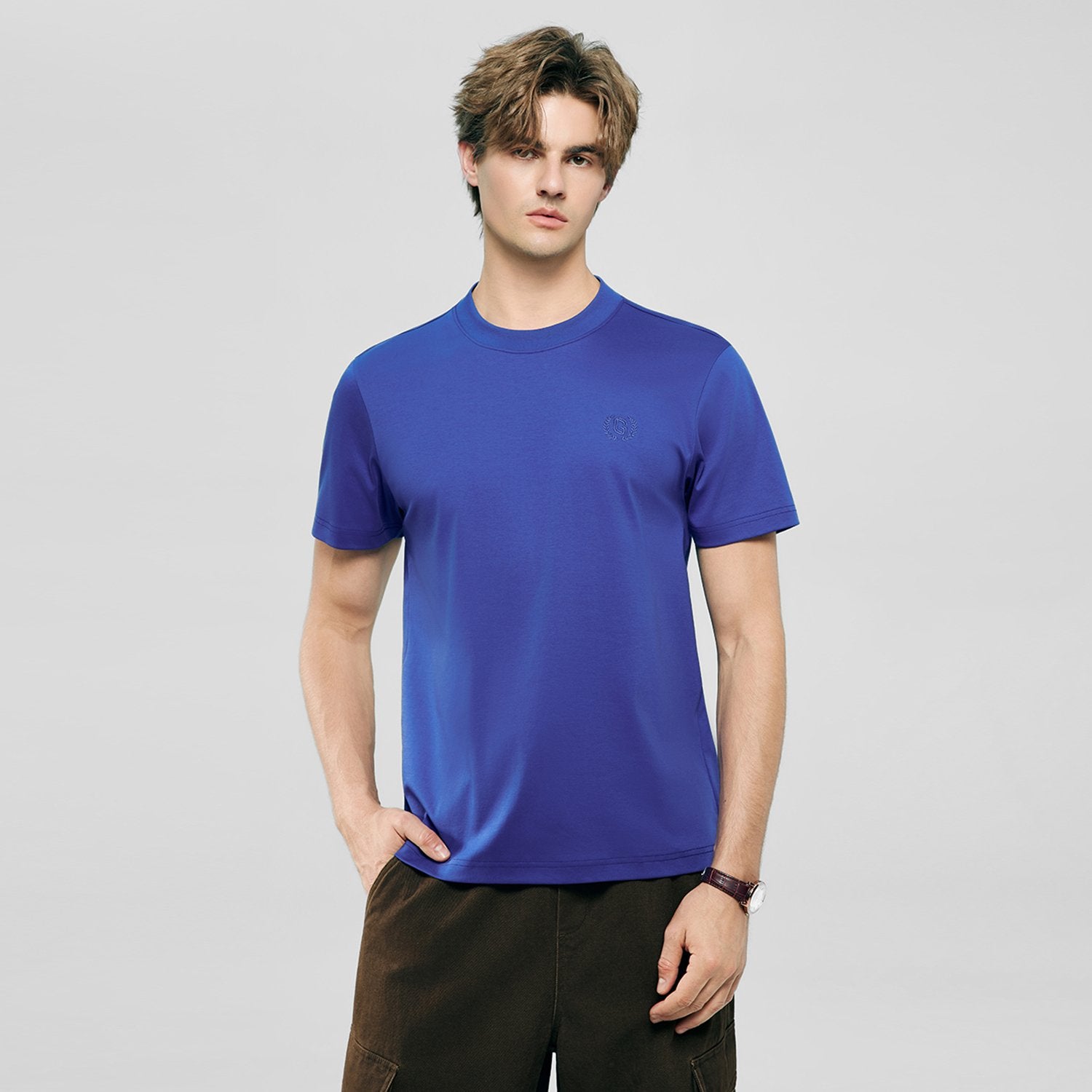 Men's Slim Fit Liquid Touch Cotton Crew Neck Tee - Image 2