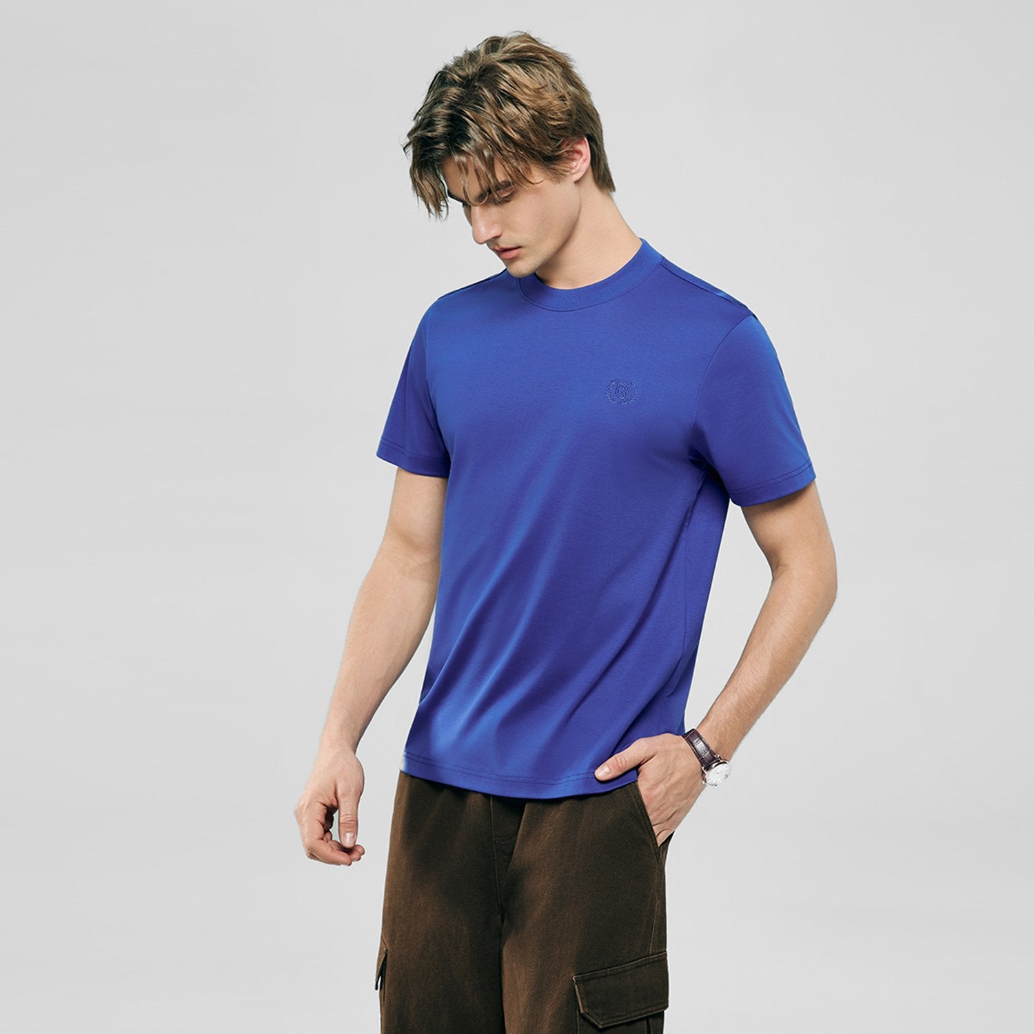Men's Slim Fit Liquid Touch Cotton Crew Neck Tee - Image 3