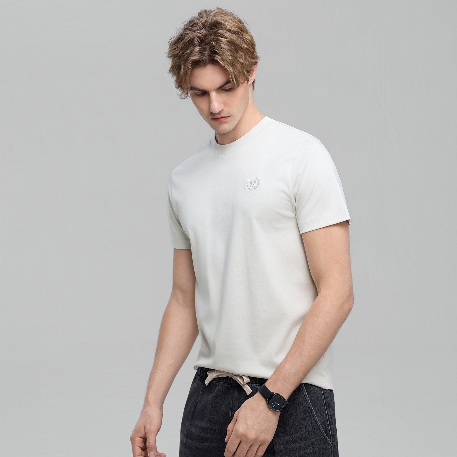 Men's Slim Fit Liquid Touch Cotton Crew Neck Tee - Image 1
