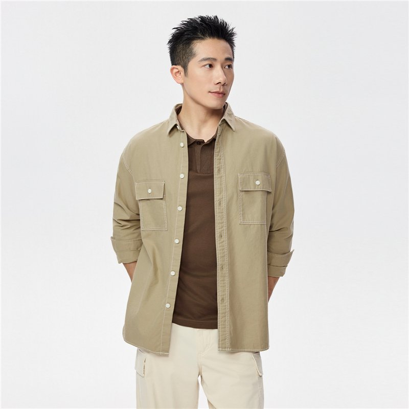 Men's Relaxed Fit Cotton Twill Long Sleeve Shirt - Image 2