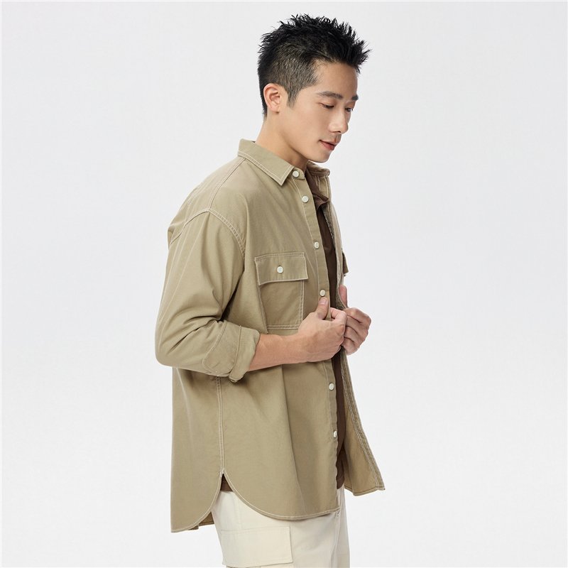 Men's Relaxed Fit Cotton Twill Long Sleeve Shirt - Image 3