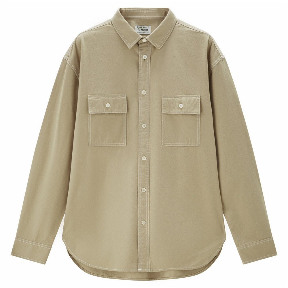 Men's Relaxed Fit Cotton Twill Long Sleeve Shirt - Image 4