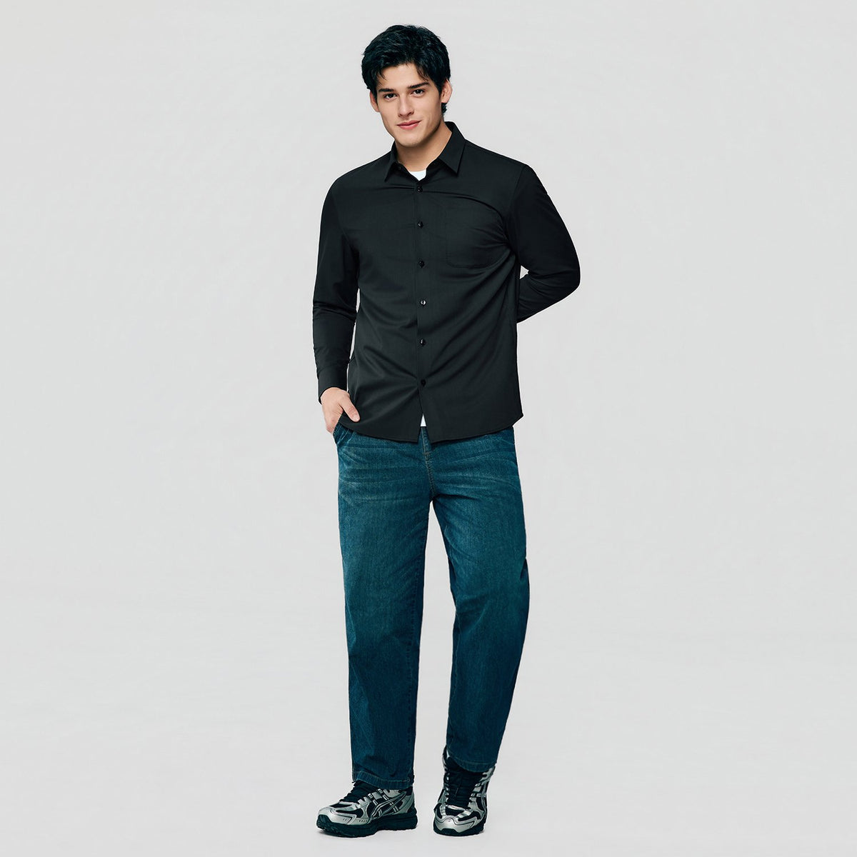 Men's Polyester/Modal Slim Fit Shirt - Image 1