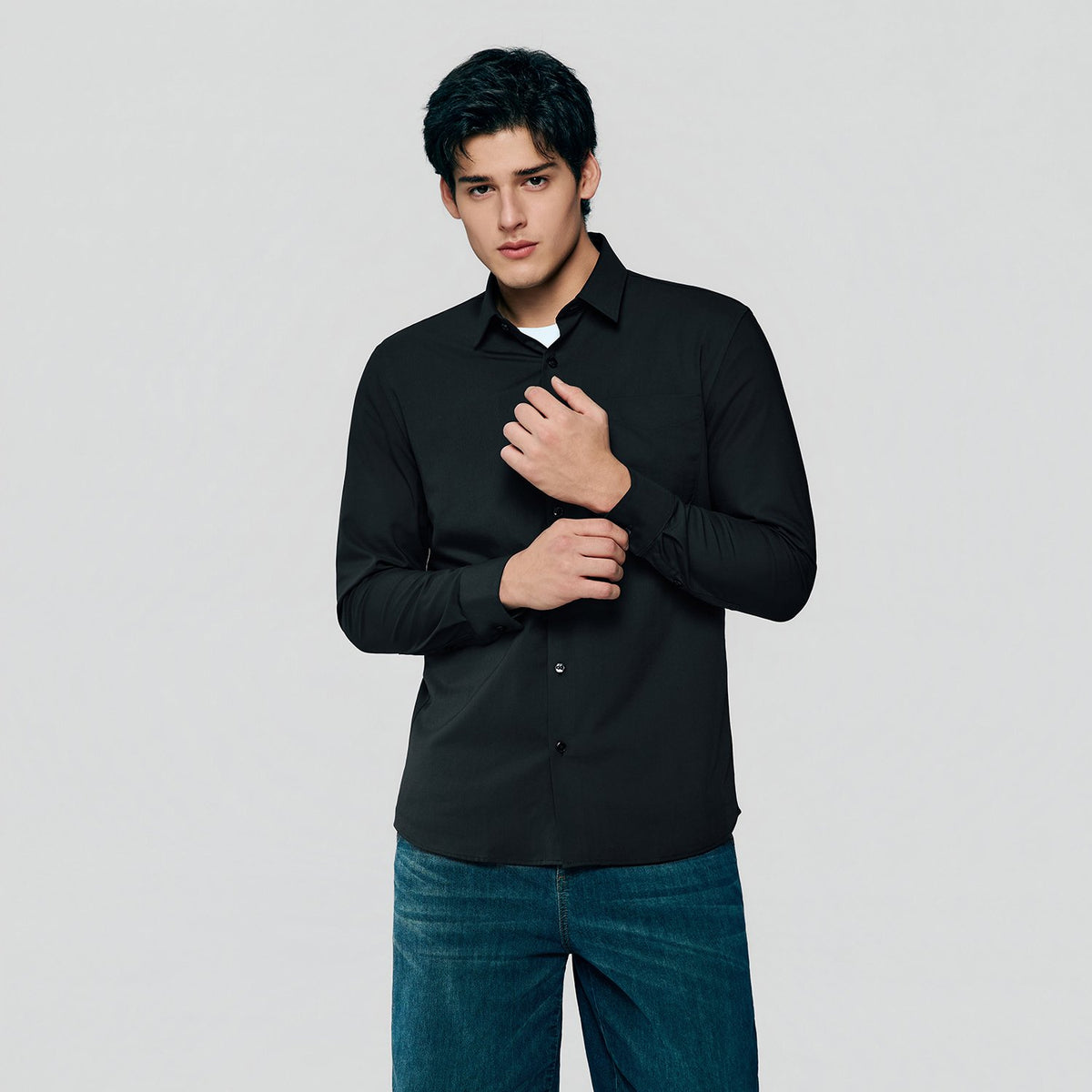 Men's Polyester/Modal Slim Fit Shirt - Image 2