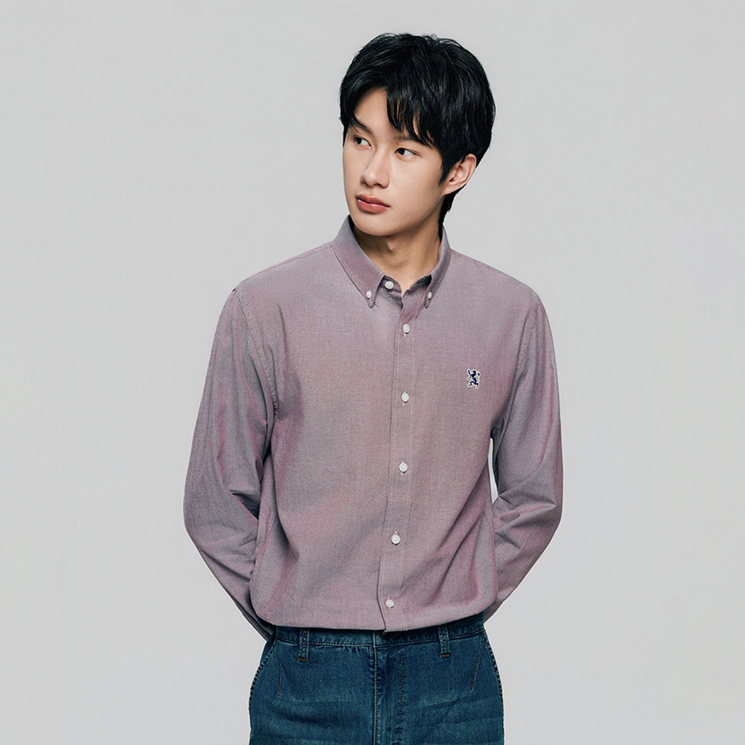 Men's Lion Oxford Slim Long Sleeve Shirt - Image 3