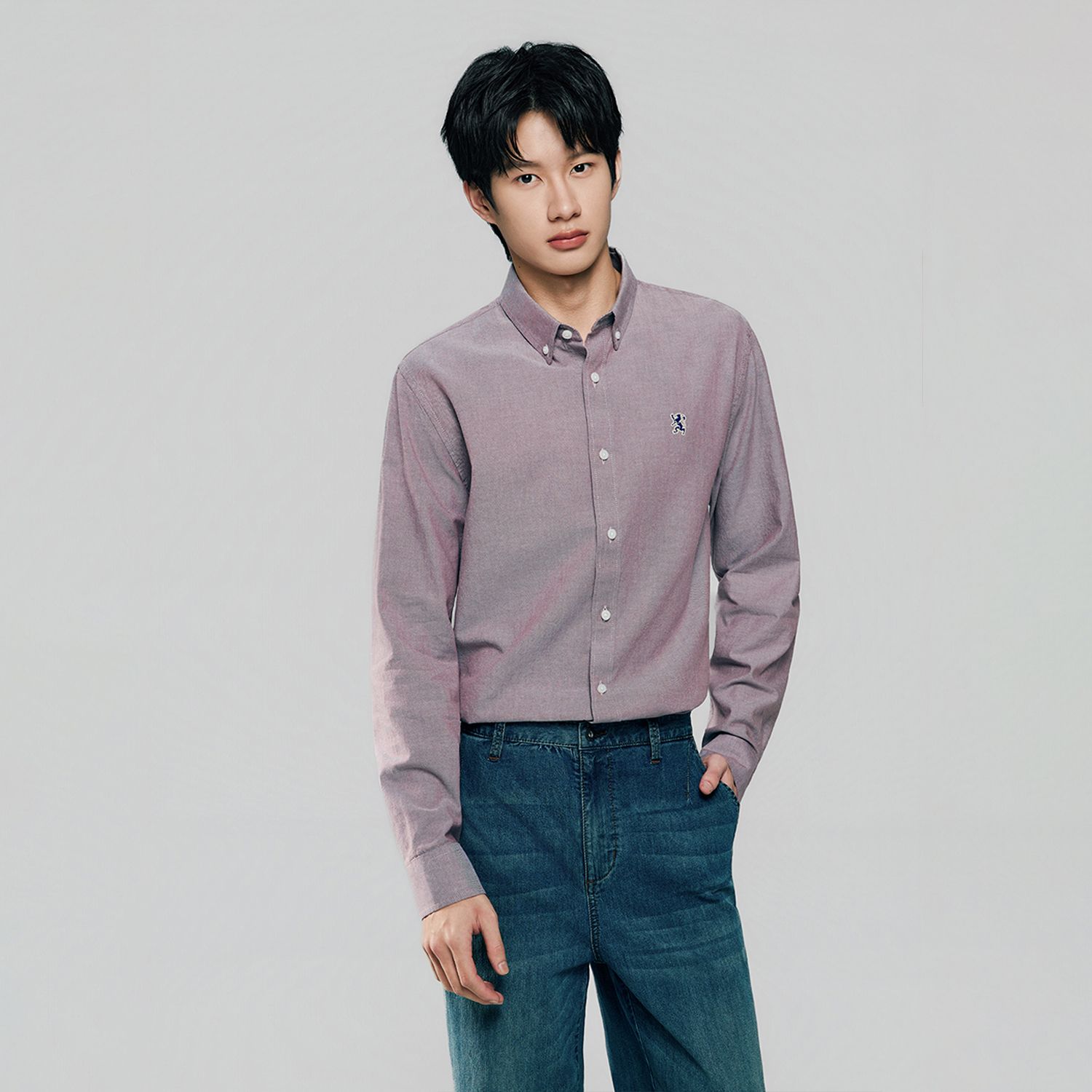 Men's Lion Oxford Slim Long Sleeve Shirt - Image 4