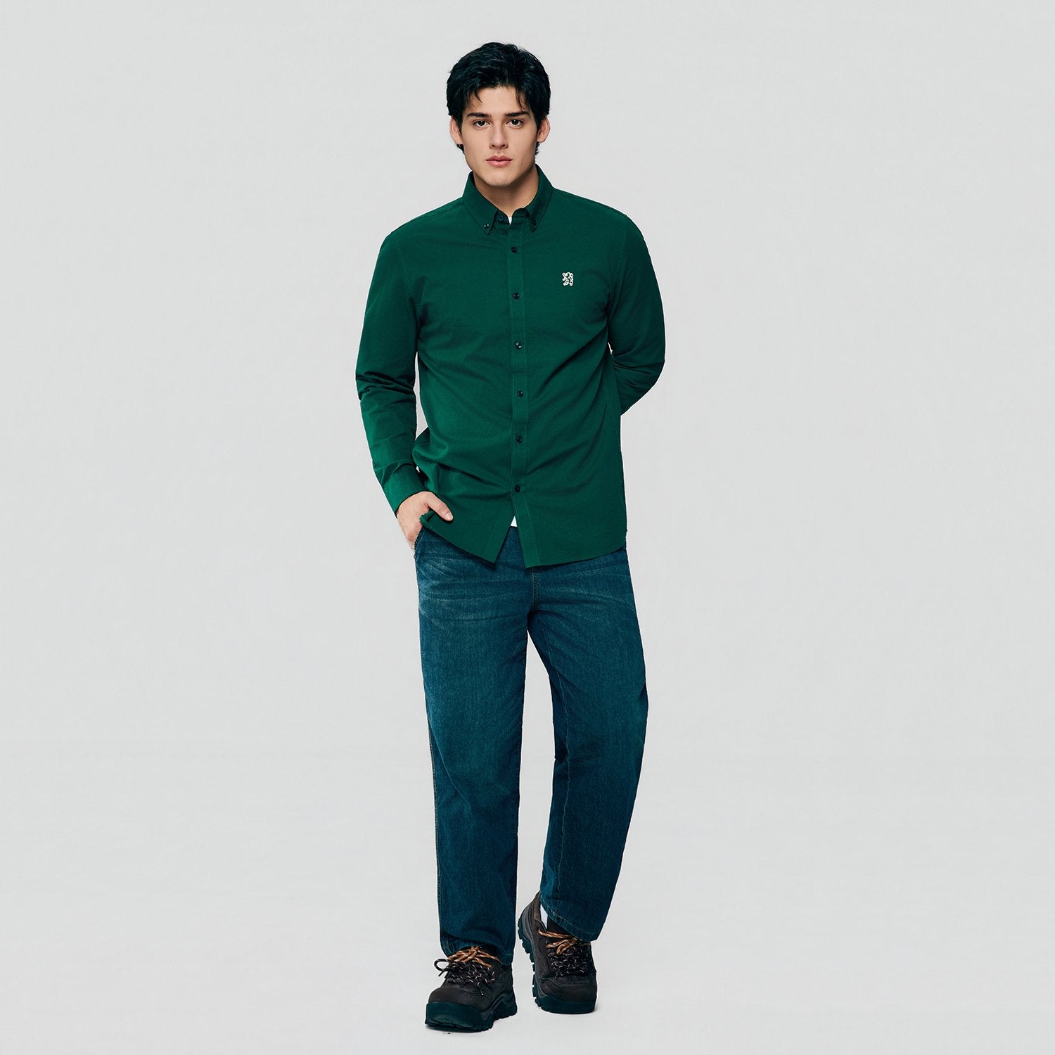 Men's Lion Oxford Slim Long Sleeve Shirt - Image 2