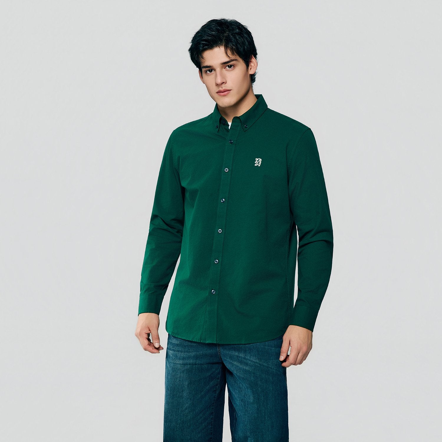 Men's Lion Oxford Slim Long Sleeve Shirt - Image 3