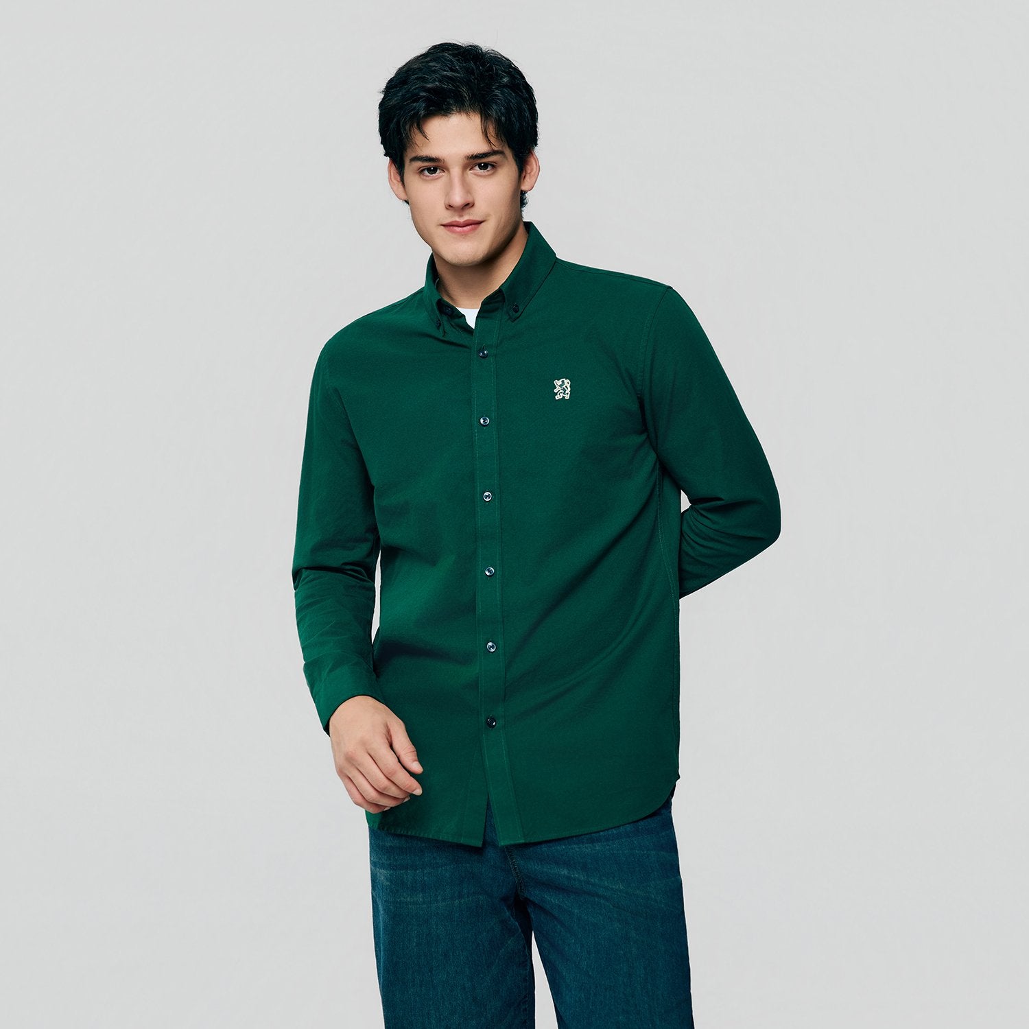 Men's Lion Oxford Slim Long Sleeve Shirt - Image 5